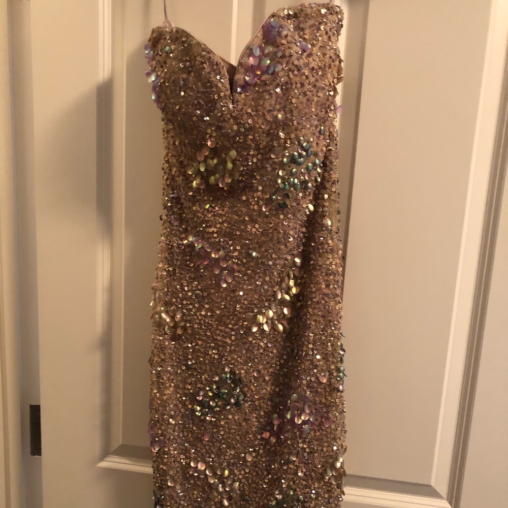 Badgley Mishka sequin and beaded formal dress